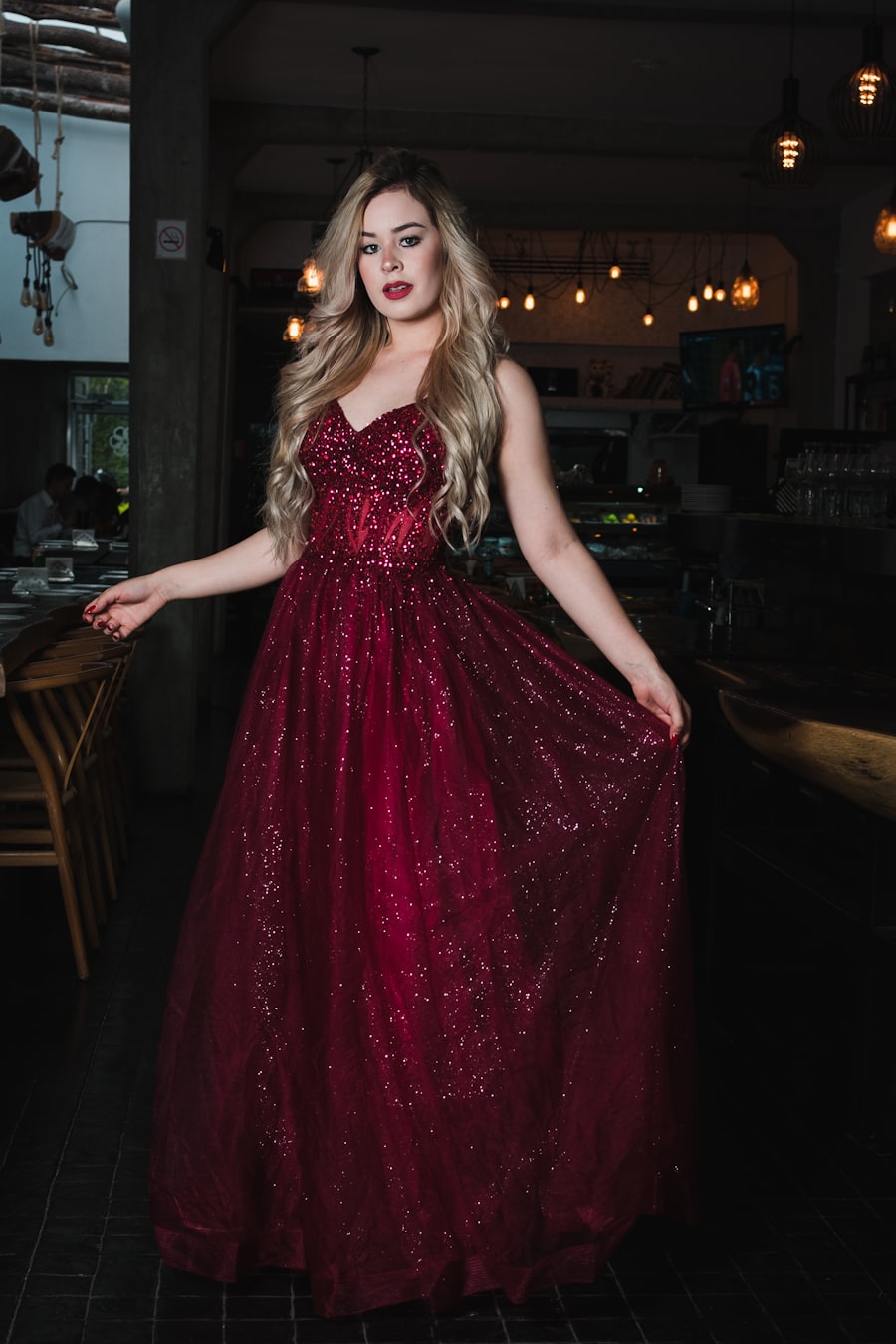 Robe pailletee bordeaux