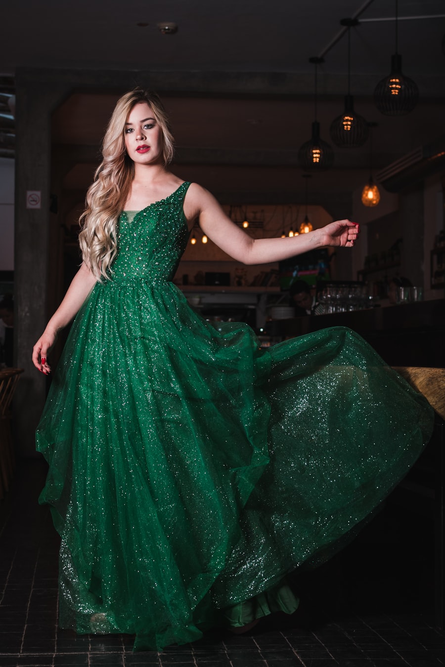 Robe pailletee vert sapin